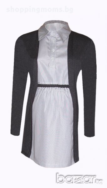 Риза за макси дами и бременни 08292 сиво+райе , снимка 1