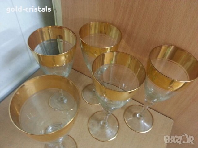 Ретро стъклени чаши с богата позлата , снимка 6 - Антикварни и старинни предмети - 22383042