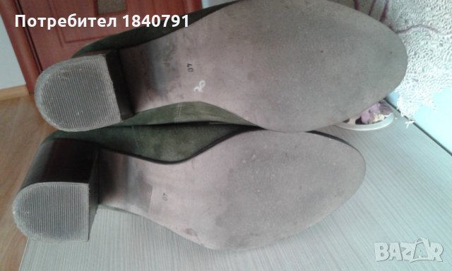 Италиански ботуши велур – зелено/каки - до коляното - Aquatalia Viola, снимка 4 - Дамски ботуши - 22585288