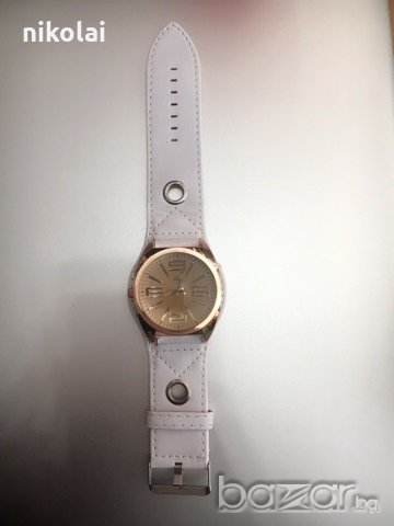 Стилен Ръчен часовник Унисекс черен, кафяв и бял, снимка 2 - Други - 21164381