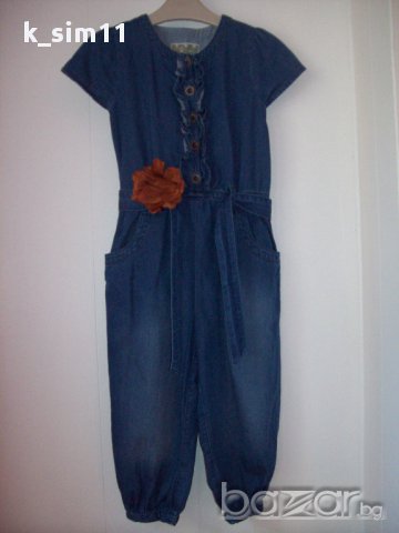 NEXT дънков гащеризон с колан и цвете за 2-3 год 