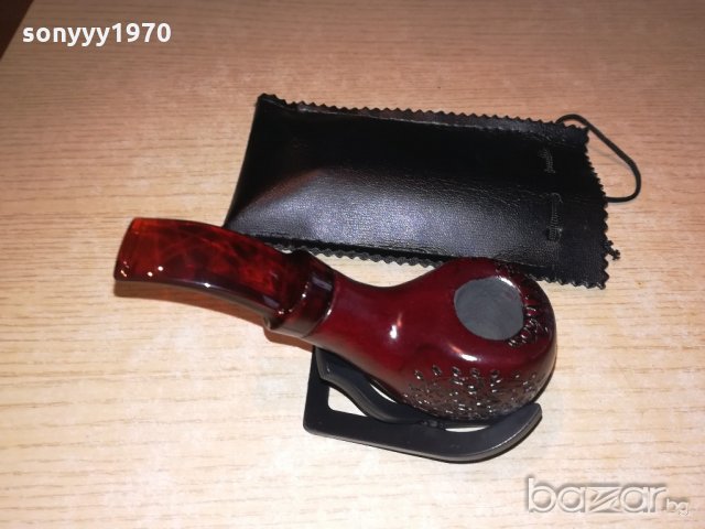 лула с поставка/стоика и кожен калъф-13х5х4см-внос швеицария, снимка 10 - Лули - 20798539