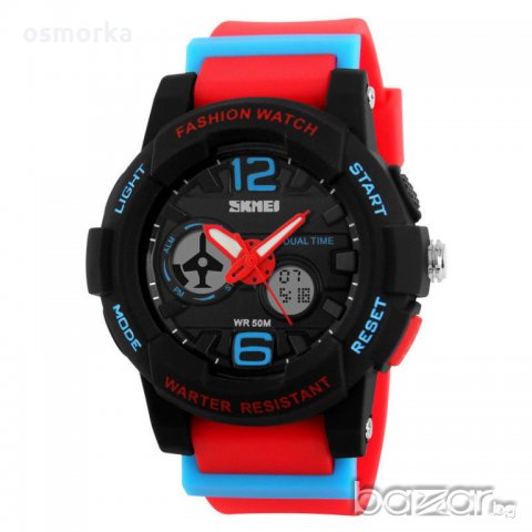 Skmei нов младежки часовник в свежи цветове червено черно