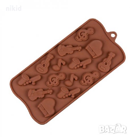 Музикални инструменти ноти пиано силиконов молд форма за фондан шоколад гипс украса торта мъфини , снимка 2 - Форми - 25164270