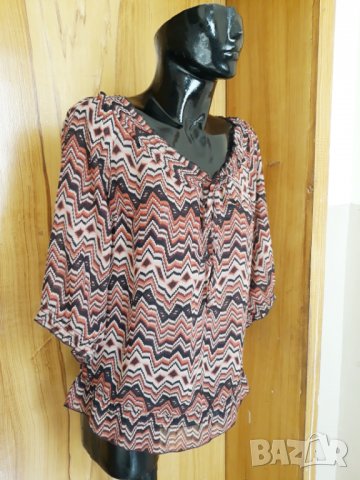 Кафява блуза от шифон с широки рамене Л/ХЛ, снимка 2 - Тениски - 25725046