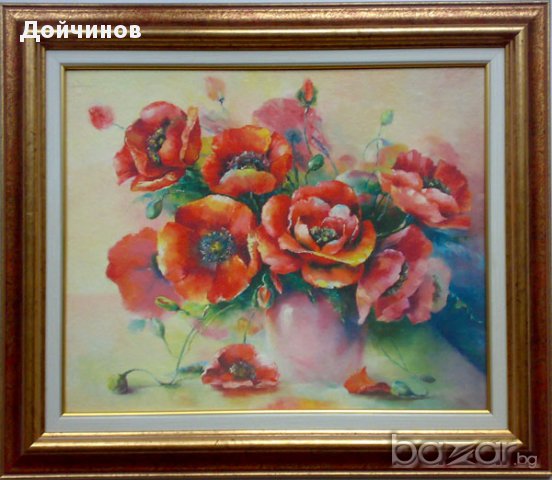 Цветя - макове, картина, рамкирана, снимка 1 - Картини - 17113988
