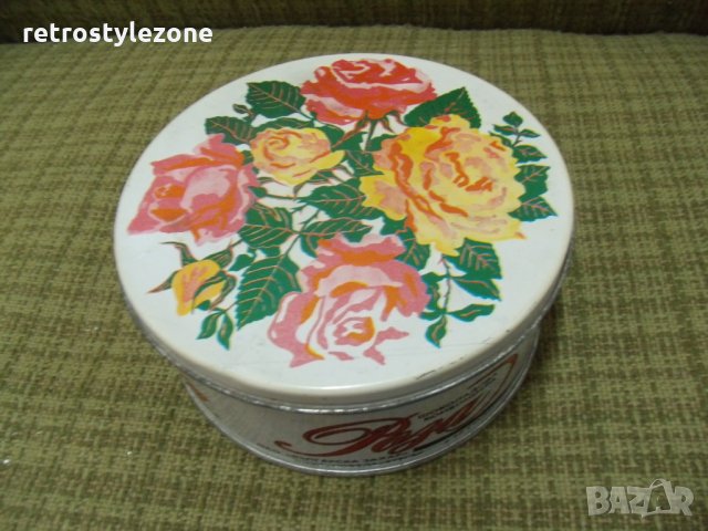 № 2705 стара ламаринена кутия / бонбониера " Роза "  . - юбилейна , лимитирана серия 50 години  ЗШЗИ