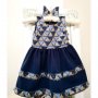 Невероятно красива детска официална рокля с паети, тъмно синя, подарък панделка коса, еднакви рокли