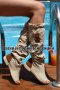 Дамски ленени летни ботуши естествена кожа код 024, снимка 1 - Дамски ботуши - 25878246