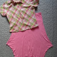 Дамски сет асиметрична розова пола H&M и риза с къс ръкав, снимка 1 - Поли - 26116930