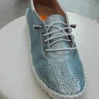 Летни обувки естествена кожа, сини, код 424/ББ1/49, снимка 2 - Дамски ежедневни обувки - 25895779