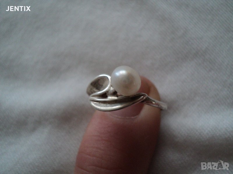 Сребърен пръстен с перла, снимка 1