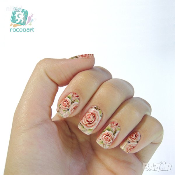 К5755 слайдер ваденки цветя 3D ефект водни стикери за нокти маникюр, снимка 1