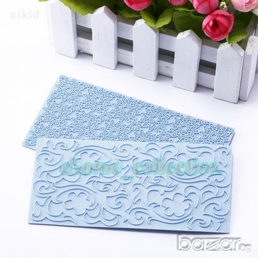 2 вида Молд подложка шаблон за сладка захарна дантела - за декорации на торти, снимка 1