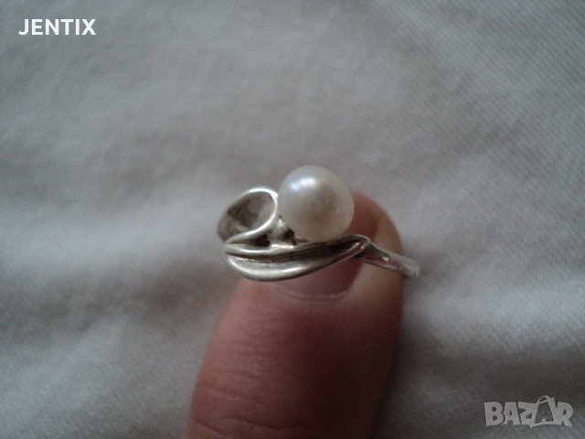 Сребърен пръстен с перла, снимка 1 - Пръстени - 22751862