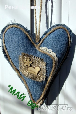 Сърце от дънков плат , снимка 1 - Романтични подаръци - 20342315