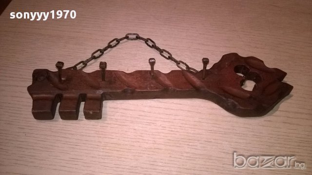 Поставка за ключове-дърво/метал-28х8см-внос швеицария, снимка 5 - Антикварни и старинни предмети - 16788869