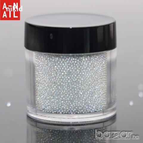 10 гр ситни прозрачни перлички перли 0.6-0.8mm в кутия за нокти маникюр декорация