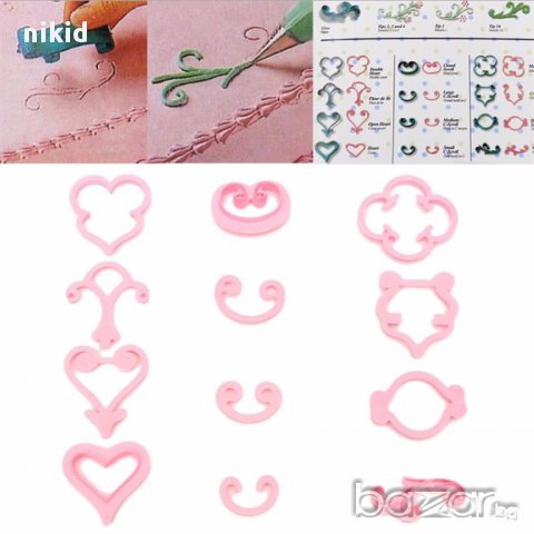 форми декориращи орнаменти шаблон 12 бр резци за украса торта и др.