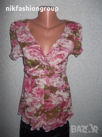 Блуза на цветя в розово, M, L размер