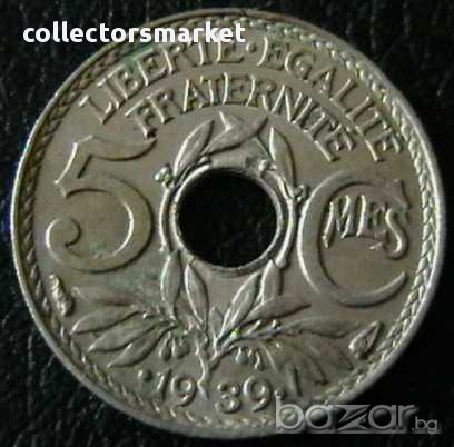 5 сантима 1939, Франция, снимка 1