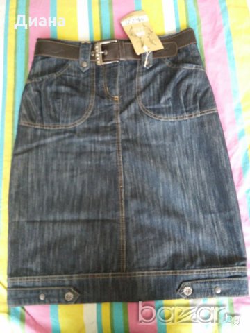 Дамска дънкова пола с колан, размер 38