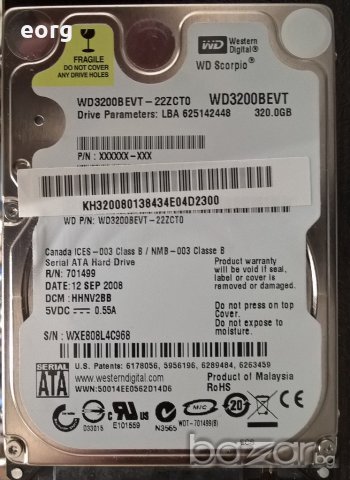 хард диск hdd laptop western digital 320gb sata2 2.5 inch, снимка 1 - Твърди дискове - 14800035