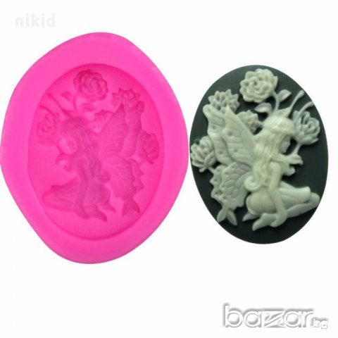 ангел фея пеперуда овал силиконов молд форма украса декор торта фондан шоколад и др, снимка 2 - Форми - 16326169