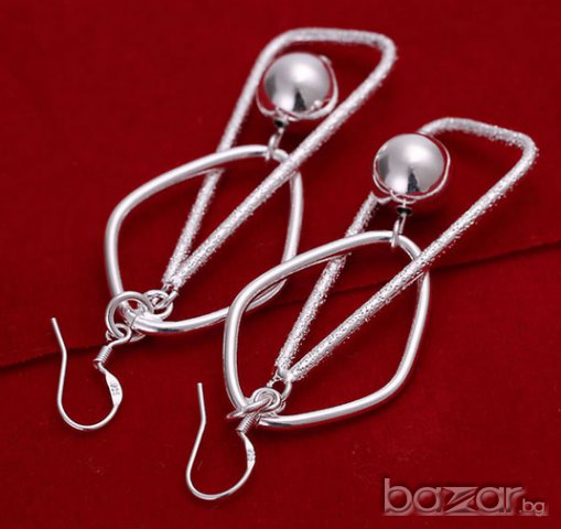 Стилни сребърни обеци висящи топчета - Вариант 4, снимка 4 - Обеци - 8496322