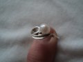 Сребърен пръстен с перла, снимка 1 - Пръстени - 22751862