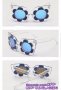 Екстравагантни слънчеви очила лукс прозрачно със синьо, снимка 2