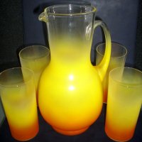 Чаши и кана за фреш матирано цветно стъкло, снимка 5 - Сервизи - 23617418