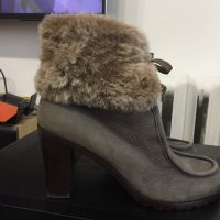 Дизайнерски кожени ботуши Filippa K Lauren Fur Bootie, снимка 1 - Дамски ботуши - 23799816