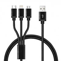 Кабел универсален, силиконов USB-A(м)/USB-C(м), MICRO USB(м), Apple lighining(м) 1,2m, снимка 1 - Кабели и адаптери - 23177791