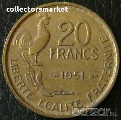20 франка 1951, Франция, снимка 1