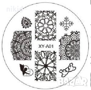 XY-A01  кръгла плочка / щампа шаблон за печат на нокти, снимка 1
