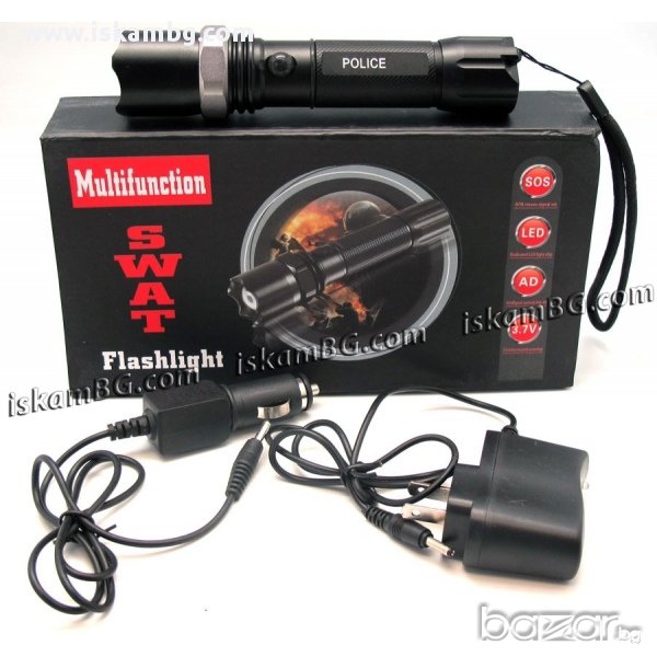 Мощен фенер CREE , Police 12000W + зарядно за кола - код 530 , снимка 1