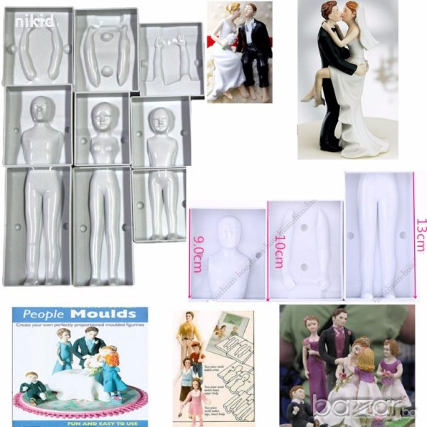 Мъж човешка фигура тяло пластмасови части за направа от фондан тесто, снимка 1