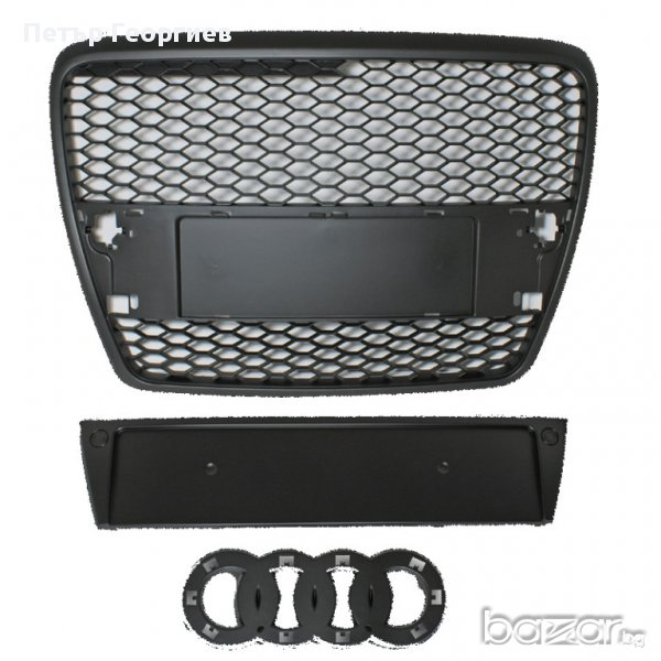 Решетка без емблема за AUDI A6 4F (2004-2008) - черна RS Look, снимка 1