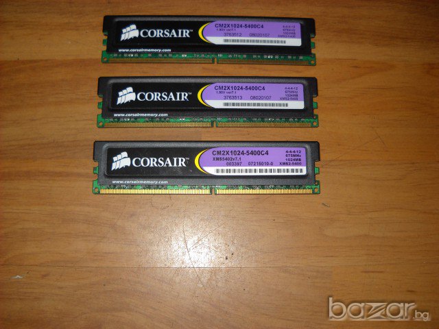 10.Ram DDR2 675 Mz,PC2-5400,1Gb,CORSAIR.Kit 3 Бр., снимка 1