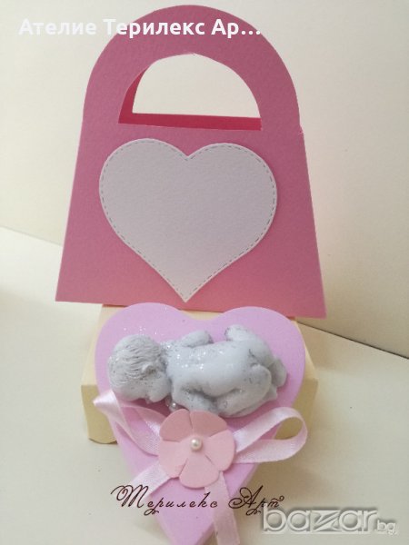 Красиви подаръци за гости в розово с бебенце, снимка 1