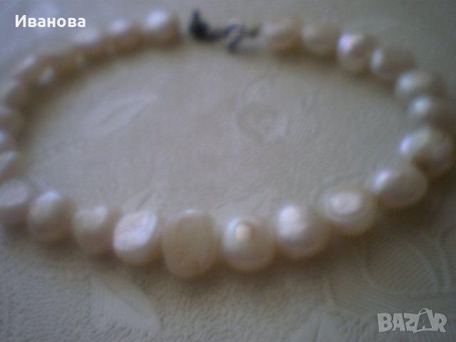  Гривна - естествени перли, закопчалка Аg 925, снимка 2 - Гривни - 25699355
