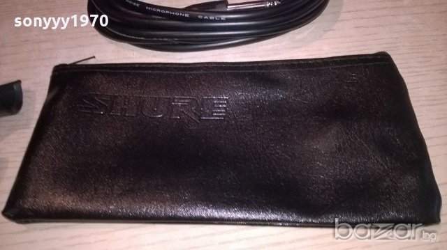 shure-кожен калъф+кабел с жак/букса+стоика за профи микрофон, снимка 11 - Микрофони - 20309878