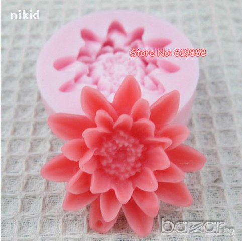 лотос лотус Еделвайс цвете тънки дълги листенца силиконов молд за фондан украса торта декорация , снимка 2 - Форми - 17181095