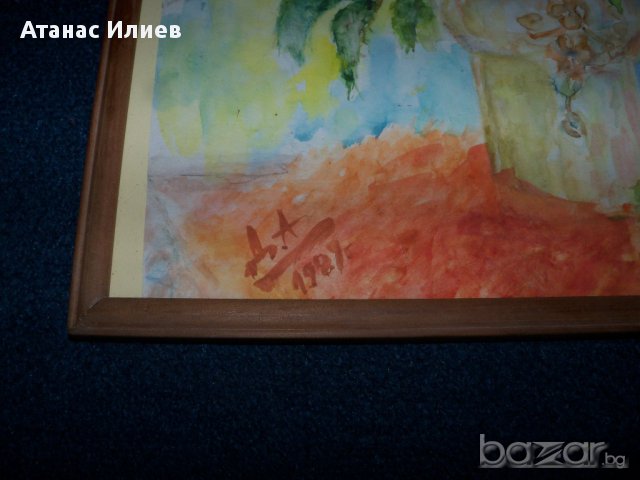 " Рози" - красив стар акварел от 1989г., снимка 3 - Картини - 10269500
