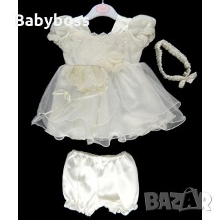 Бебешка рокля с гащички и лента за глава, снимка 1 - Бебешки рокли - 24308921