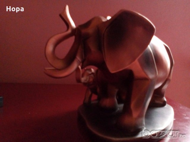 Слон с малко слонче.Масивна,стилизирана пластика, снимка 9 - Статуетки - 19920897