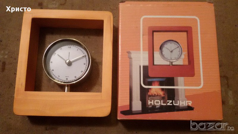 часовник за бюро луксозен дървен с будилник, Германия Бремен уникат, снимка 1