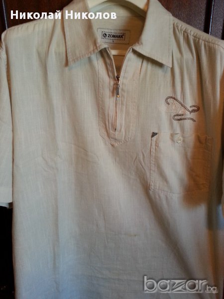 Блуза мъжка с къс ръкав от лен, снимка 1
