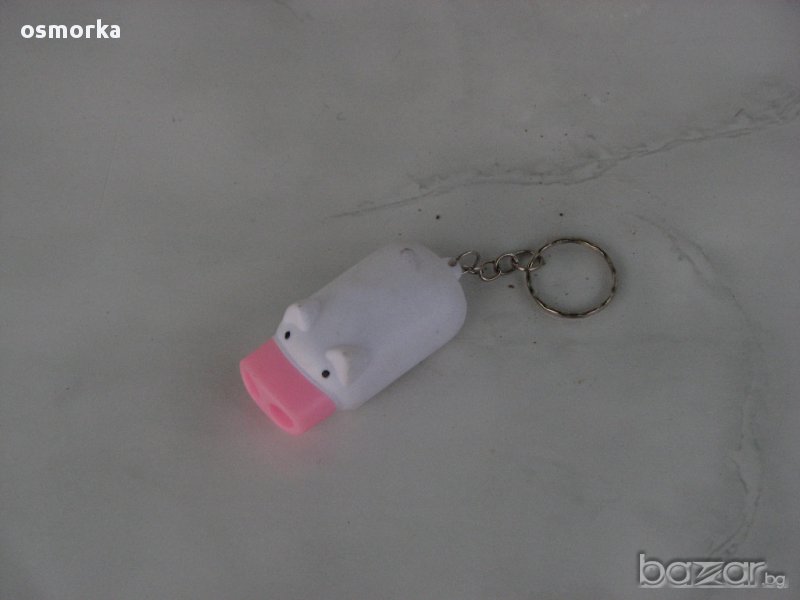 Ключодържател фенерче прасенце прасе светещ сърце двойна светлина, снимка 1